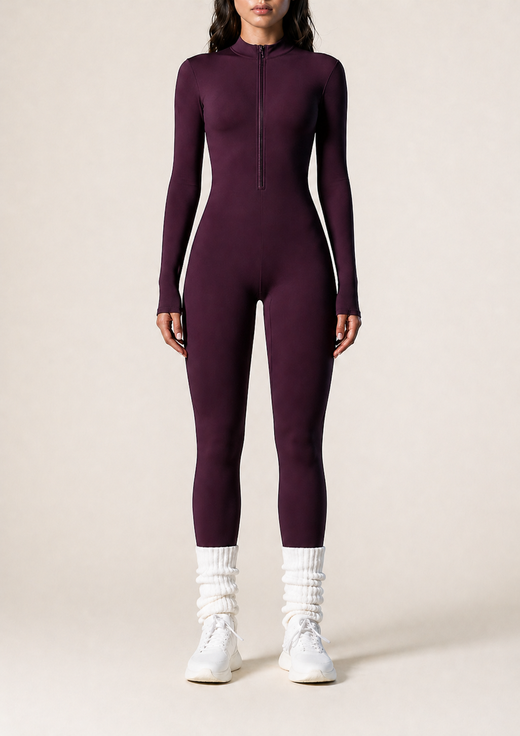 Grape Purple Sculpt Zip Jumpsuit