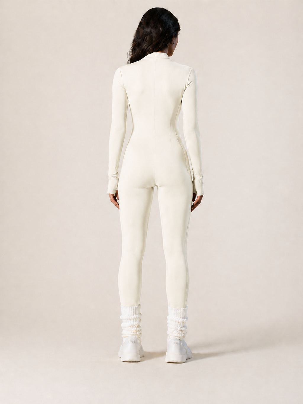 Cream Apricot Sculpt Zip Jumpsuit