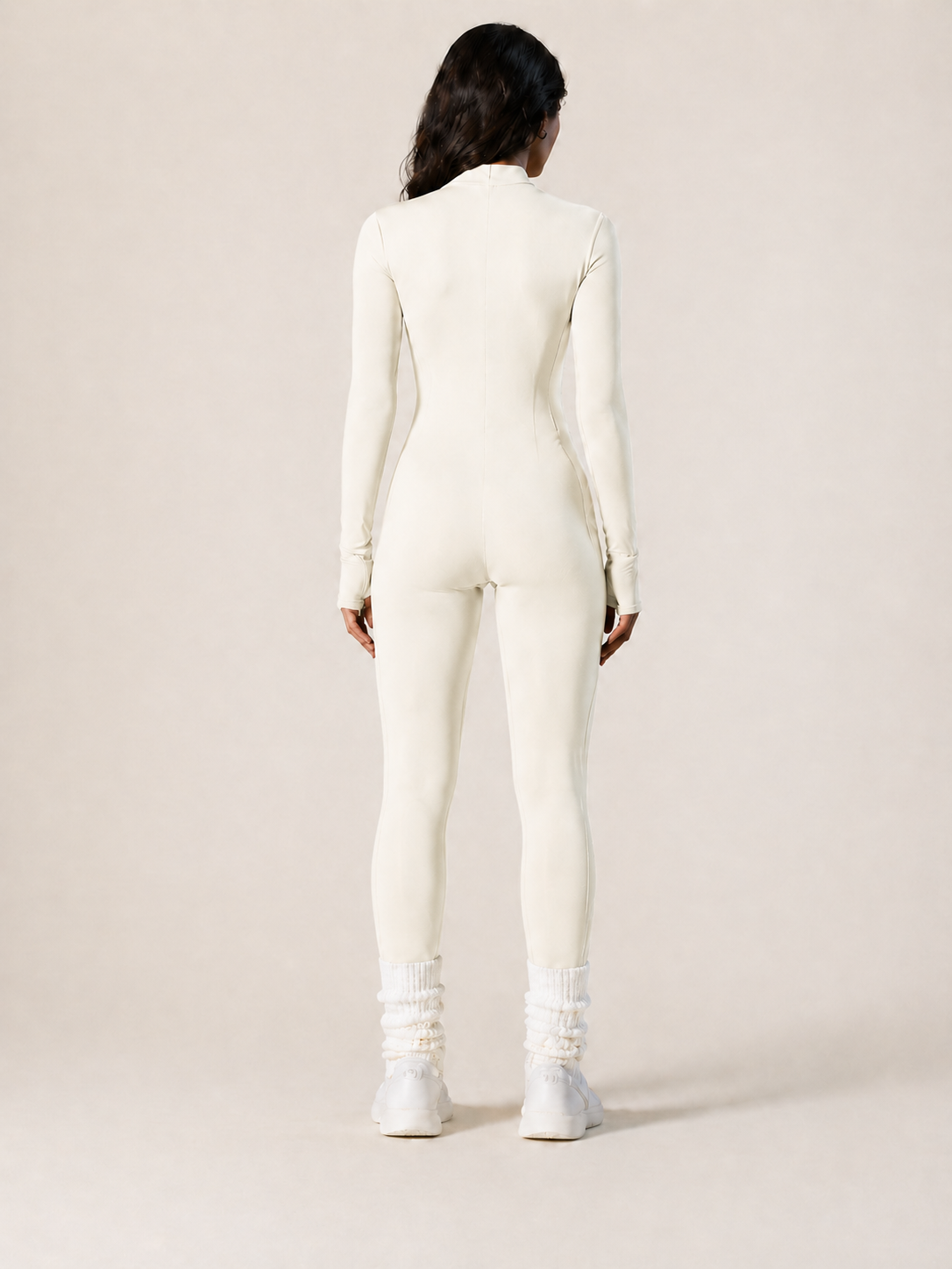 Cream Apricot Sculpt Zip Jumpsuit