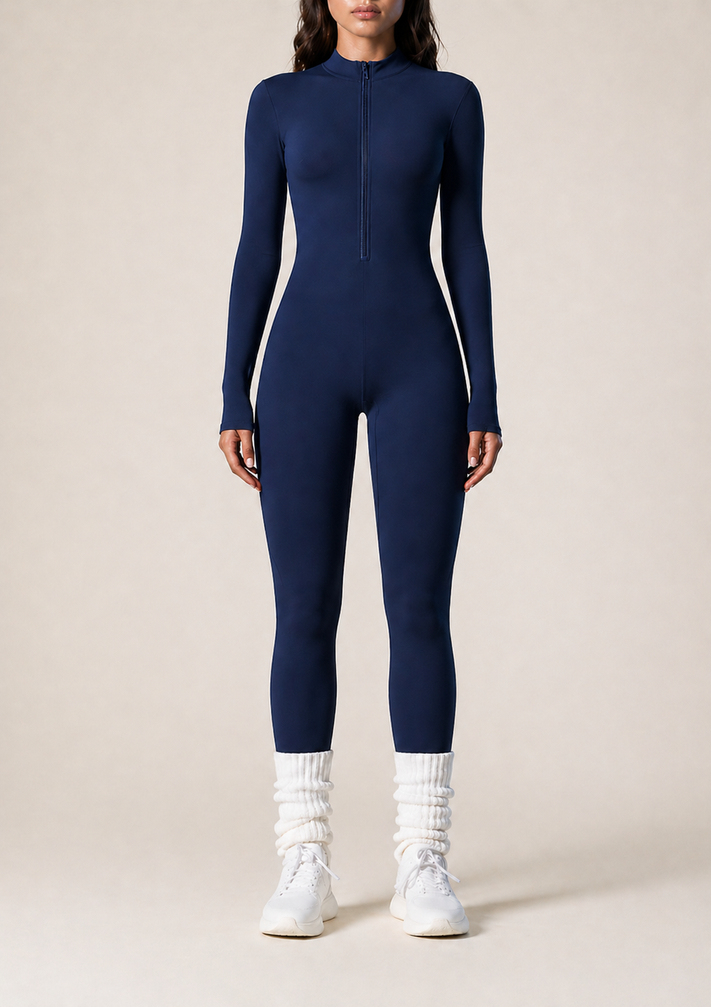 Badge Blue Sculpt Zip Jumpsuit